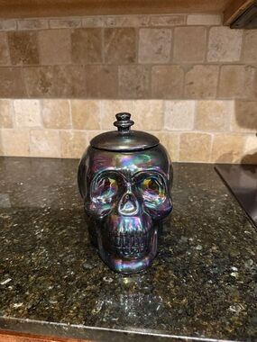 Iridescent Skull Cookie Jar